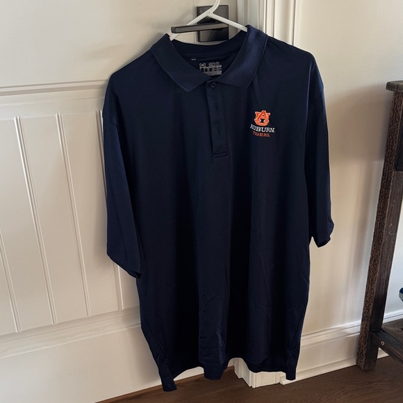 Under Armour Men's Auburn Tigers Dark Blue Polo with Orange AU Logo - Picture 1 of 5